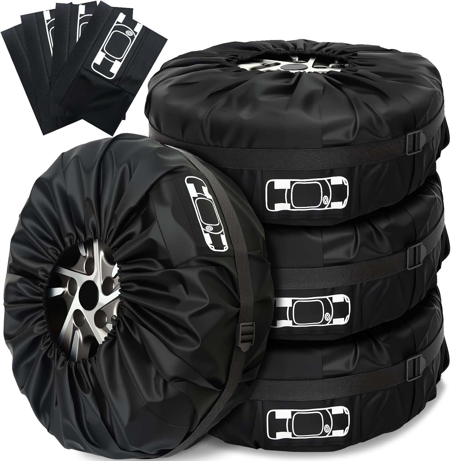 Reifentaschen zur Aufbewahrung — UV-Schutz, 19–23 Zoll, 4 Stück, 80 cm, schwarz